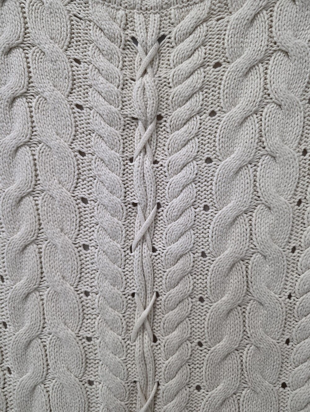 CAbi Cream Cable Knit Lace-Up Back Pullover Sweater, Size Medium - Picture 6 of 9